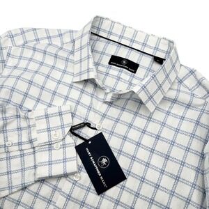 Hart Schaffner Marx Mens Size XL Dress Shirt Long Sleeve White Blue Plaid NWT